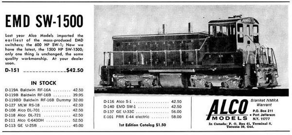 ALCO Models SW1500
                           ad 1971