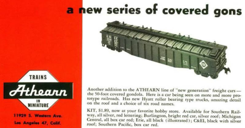 Athearn 1965
                           Covered Gondola ad