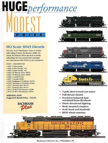 Bachmann Plus SD45
                                             ad from 1996