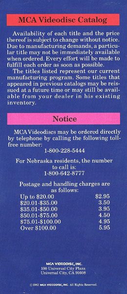 1982
                                    MCA VideoDisc Spring 1982