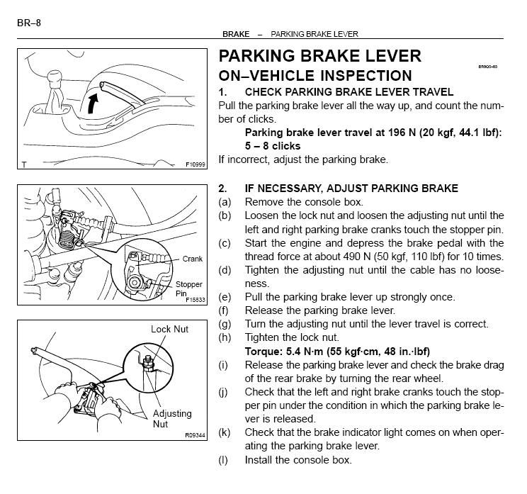 E brake adjustment MR2 SpyderChat