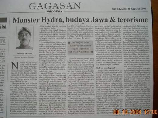 bambang haryanto,artikel,terorisme,budaya jawa,noordin m top,solopos 10/8/2009