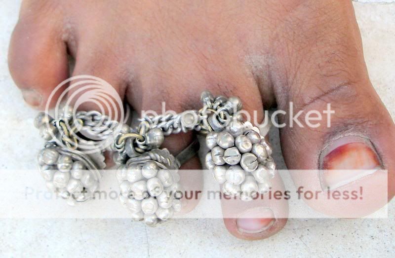 ETHNIC TRIBAL OLD SILVER TOE RINGS PAIR RAJASTHAN IND  